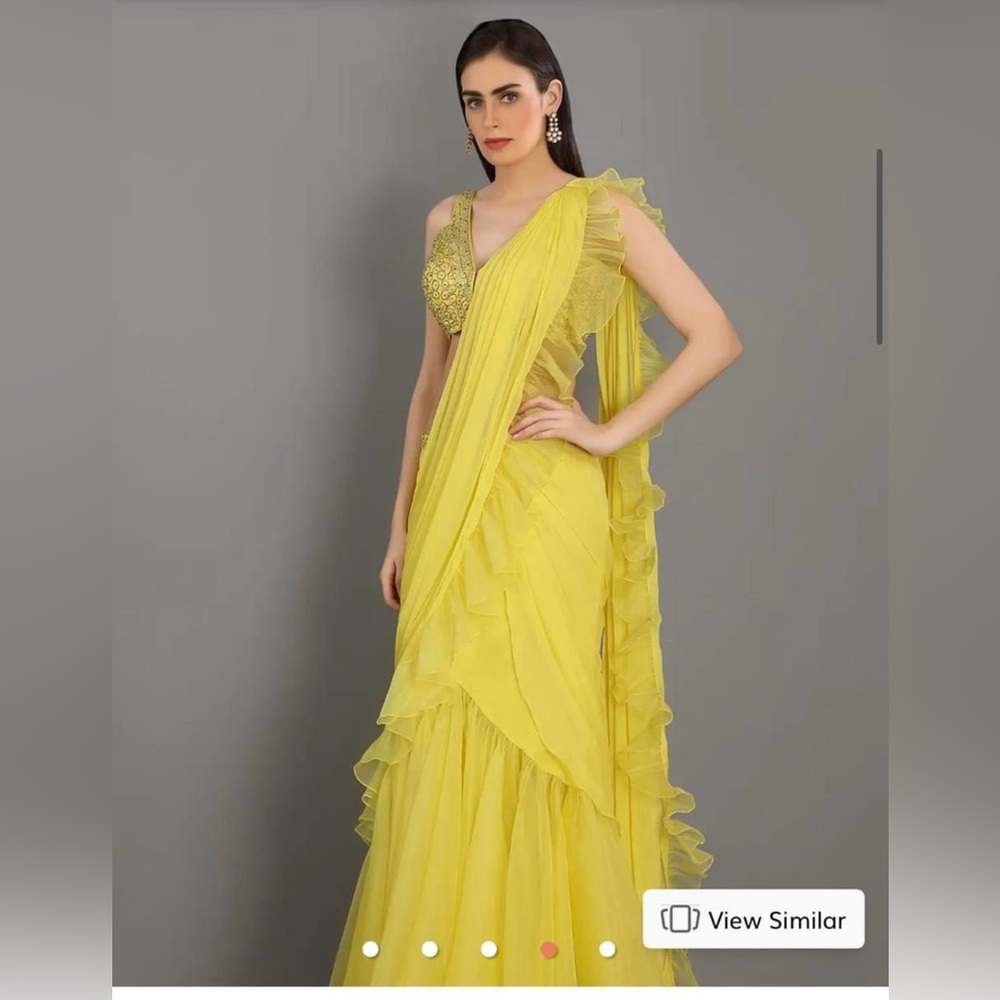 Yellow Pre-draped sari